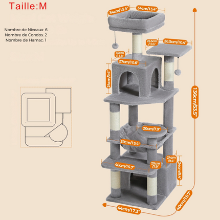 Grand Arbre pour Chats avec Hamacs et Griffoirs
