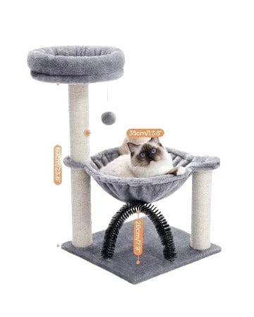 Arbre à Chat Gris Avec Hamac et Brosse Toilettante