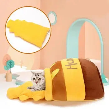 Panier pour Chat en Forme de Pot de Miel Renversé