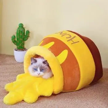 Panier pour Chat en Forme de Pot de Miel Renversé