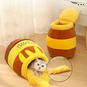 Panier pour Chat en Forme de Pot de Miel Renversé
