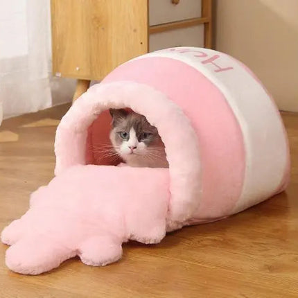 Panier pour Chat en Forme de Pot de Miel Renversé