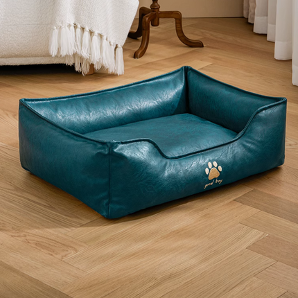 Panier rectangulaire marron pour animaux avec bord surélevé