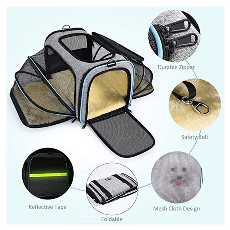 Sac de transport pliable avec ventilation optimale pour animaux