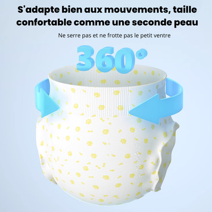 Couches Bébé Souples 360° Taille Élastique avec Motif Fleurs Jaunes