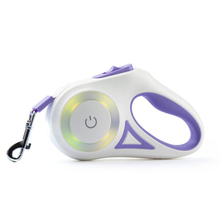 Laisse Rétractable Moderne avec Lumières LED - Blanc et Violet