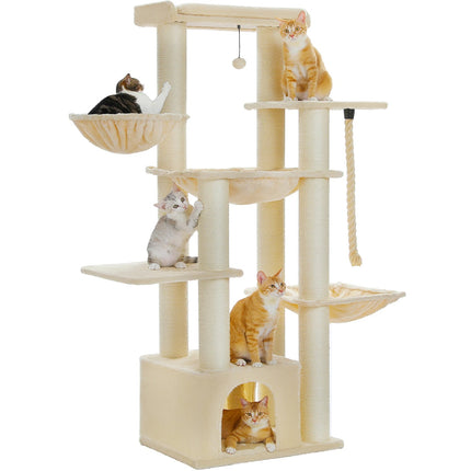 Arbre à Chats Multi-Plateformes avec Maison et Hamacs Suspendus