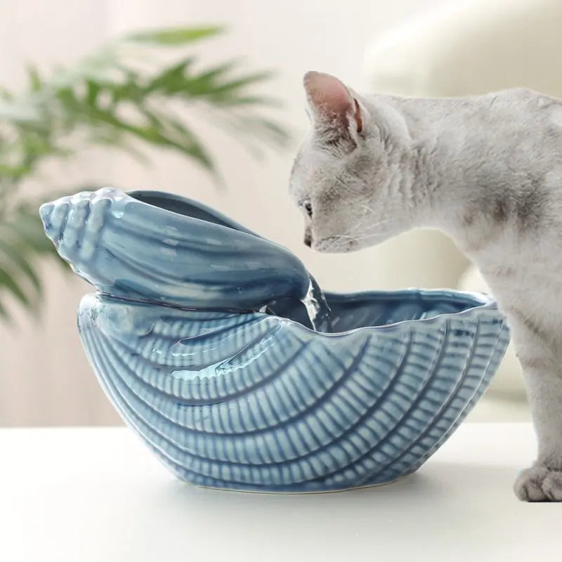 Fontaine Coquillage Bleu pour Chat – Hydratation Naturelle Inspirée de la Mer