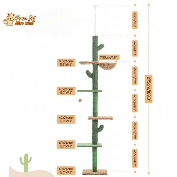 Arbre à Chat Vertical Inspiré de la Nature avec Plateformes et Niches