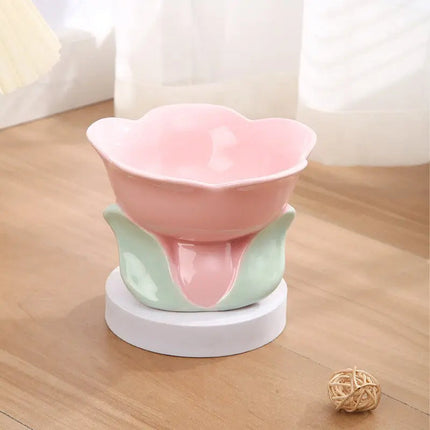 Bols Fleur Pastel Bleu et Rose avec Détails Feuilles
