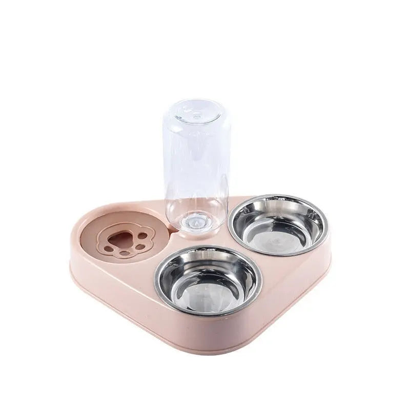 Station Alimentaire 3-en-1 pour Chat avec Distributeur d'Eau Automatique