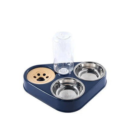 Station Alimentaire 3-en-1 pour Chat avec Distributeur d'Eau Automatique