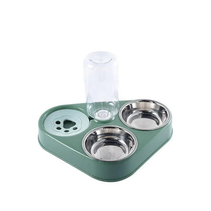 Station Alimentaire 3-en-1 pour Chat avec Distributeur d'Eau Automatique