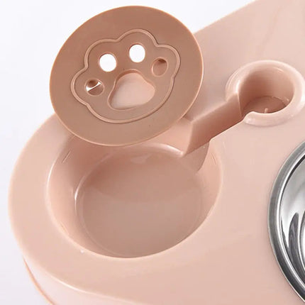Station Alimentaire 3-en-1 pour Chat avec Distributeur d'Eau Automatique