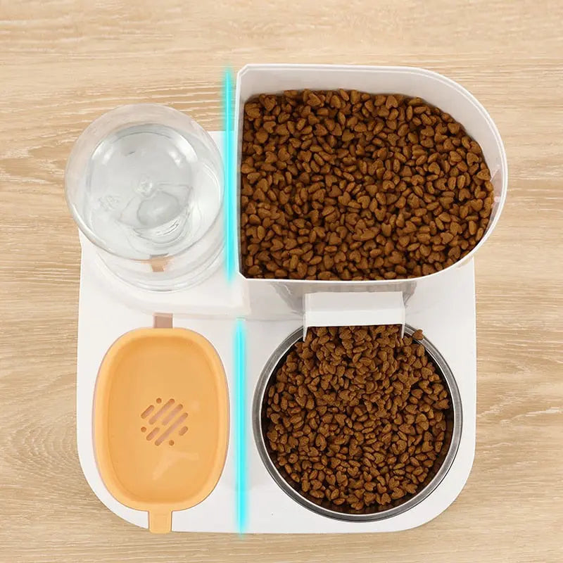 Distributeur Multifonctions Compact Blanc et Jaune pour Animaux