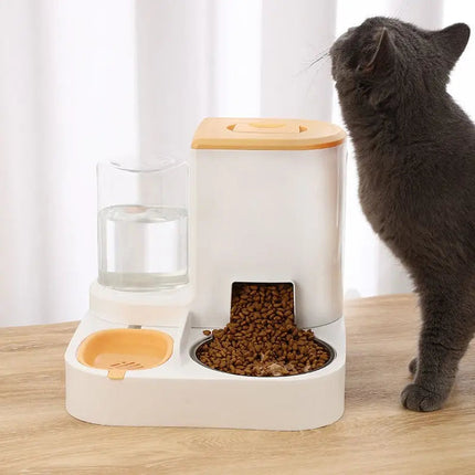 Distributeur Multifonctions Compact Blanc et Jaune pour Animaux