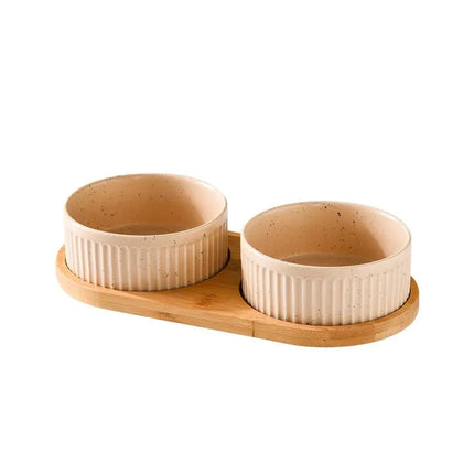 Bols Céramique Vert Pastel avec Support Bambou - Double Usage