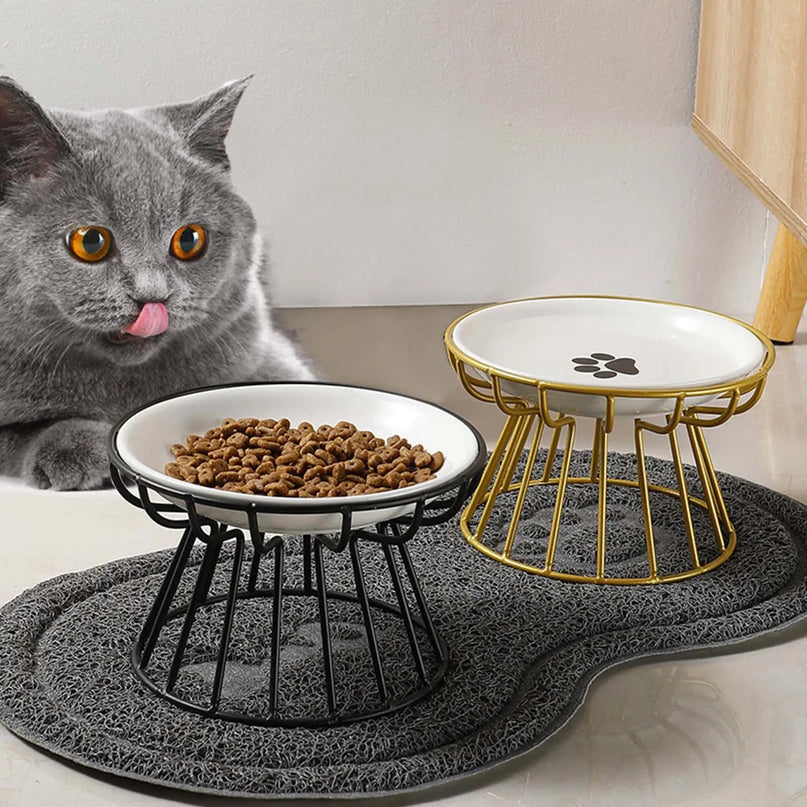 Gamelle pour Chat sur Pieds avec Support Design en Métal