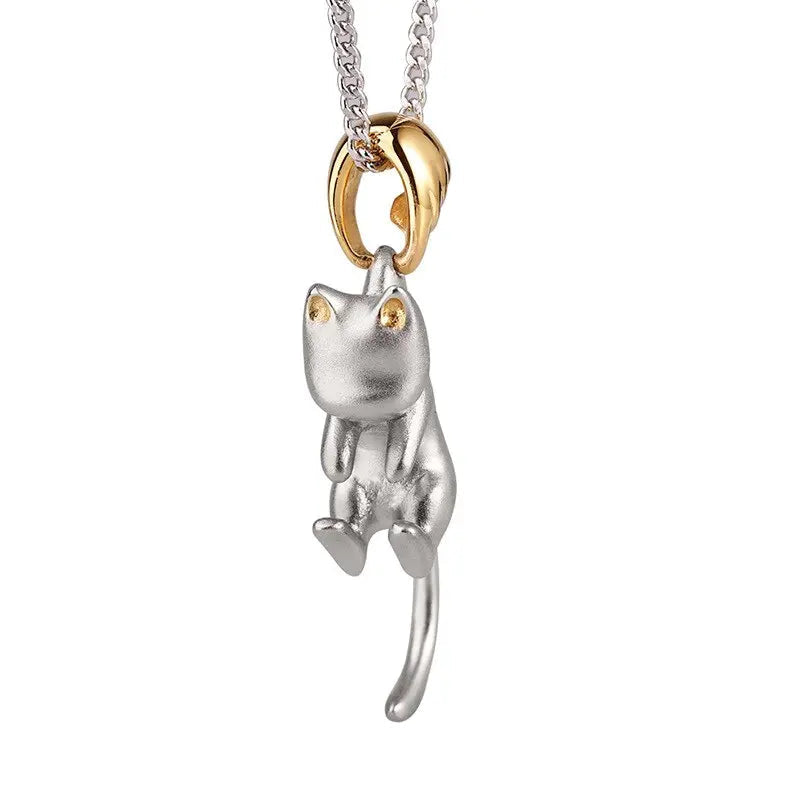 Pendentif Félin Suspendu avec Accents Dorés