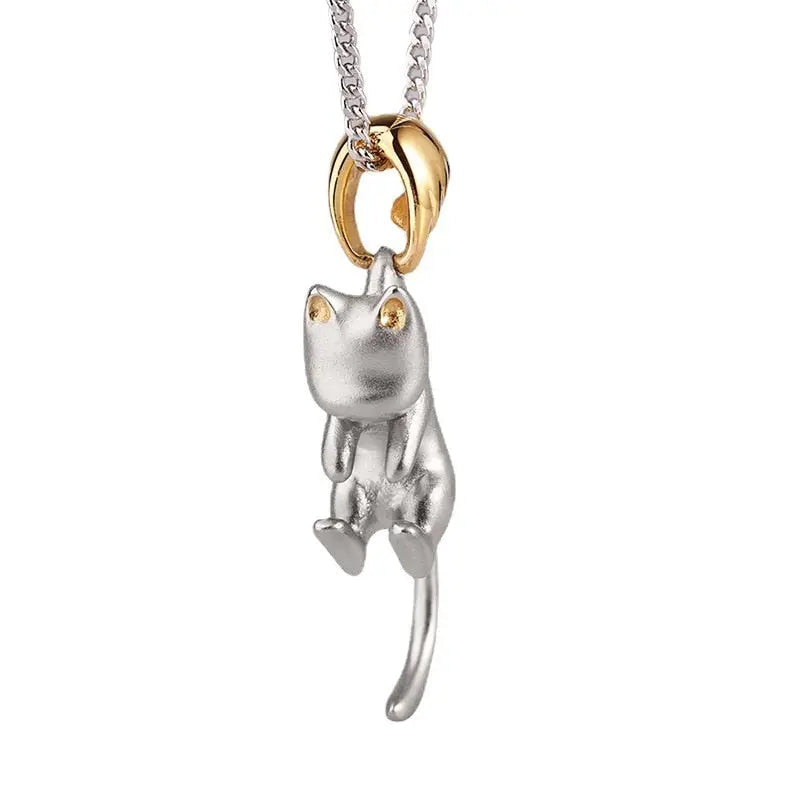 Pendentif Félin Suspendu avec Accents Dorés