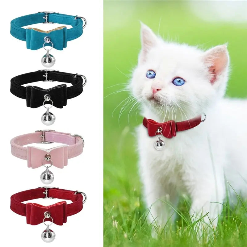 Colliers pour Chats avec Nœud Papillon et Grelot – Rose et Rouge