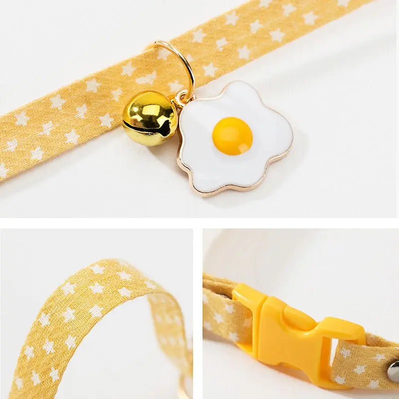 Collier Mignon Jaune à Pois avec Clochette et Charm œuf
