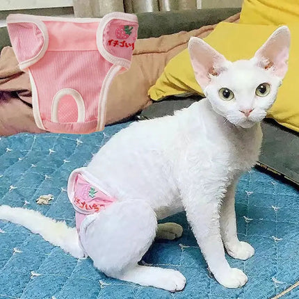 Accessoire kawaii pour chat - Culotte rose motif fraise