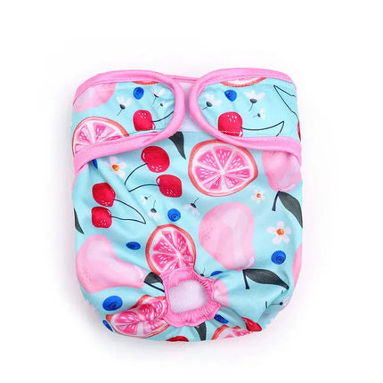 Couche Lavable Bleue à Motifs Fruités – Ajustable avec Velcro