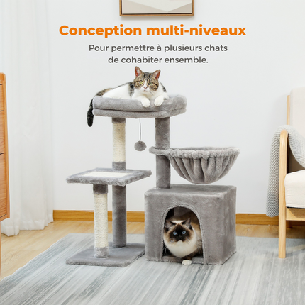 Aire de jeu multifonction pour chats avec hamac et grattoir