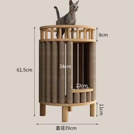 Arbre à Chat Cylindrique Minimaliste avec Plateforme Panoramique