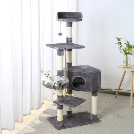 Grand Arbre à Chat Multi-Niveaux avec Hamac et Griffoirs