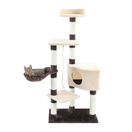 Arbre à Chat en Bois Design avec Paliers et Cachette