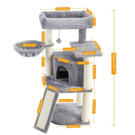 Grand Arbre à Chat Multi-Niveaux avec Hamac et Griffoirs