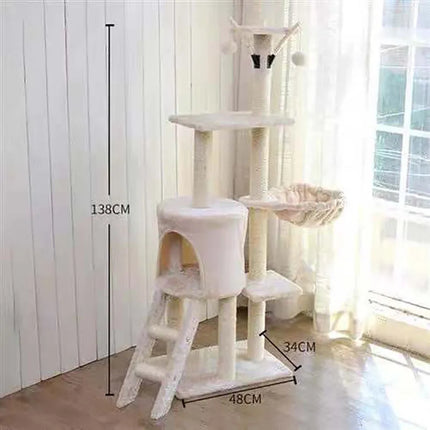 Arbre à Chat Multi-Niveaux avec Cabane et Paniers Suspendus