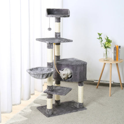 Arbre à Chat Compact Multiplateforme avec Hamac et Griffoirs
