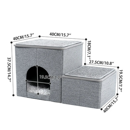 Arbre pour chat gris multi-niveaux avec hamac et zones de repos