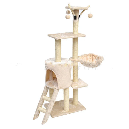 Arbre à Chat Multi-Niveaux avec Cabane et Paniers Suspendus