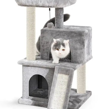 Arbre à Chat en Bois Design avec Paliers et Cachette