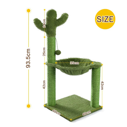 Arbre à Chat Cactus avec Hamac Suspendu et Poteaux à Griffer