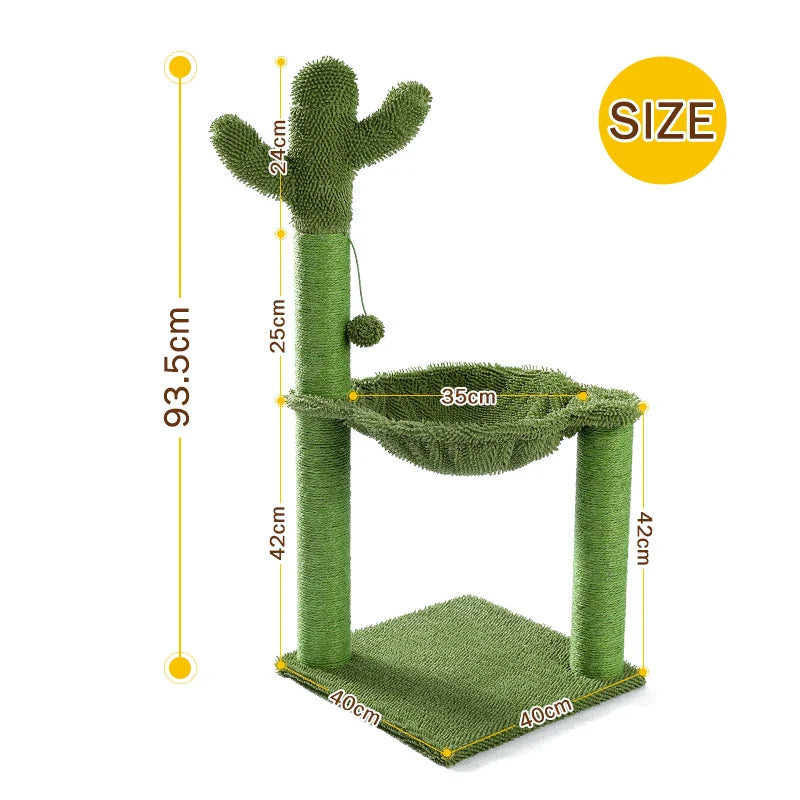 Arbre à Chat Cactus avec Hamac Suspendu et Poteaux à Griffer