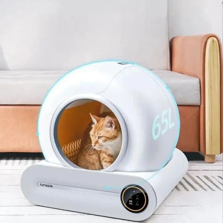 Maison pour chat sphérique high-tech 65L avec écran intégré
