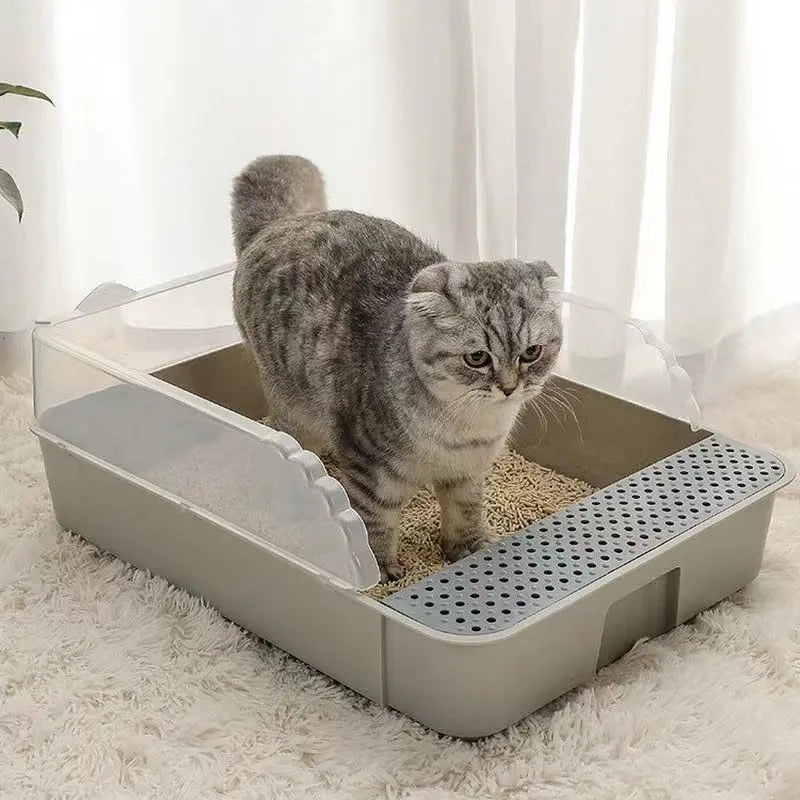 Bac ouvert pour chat avec barrière anti-litière