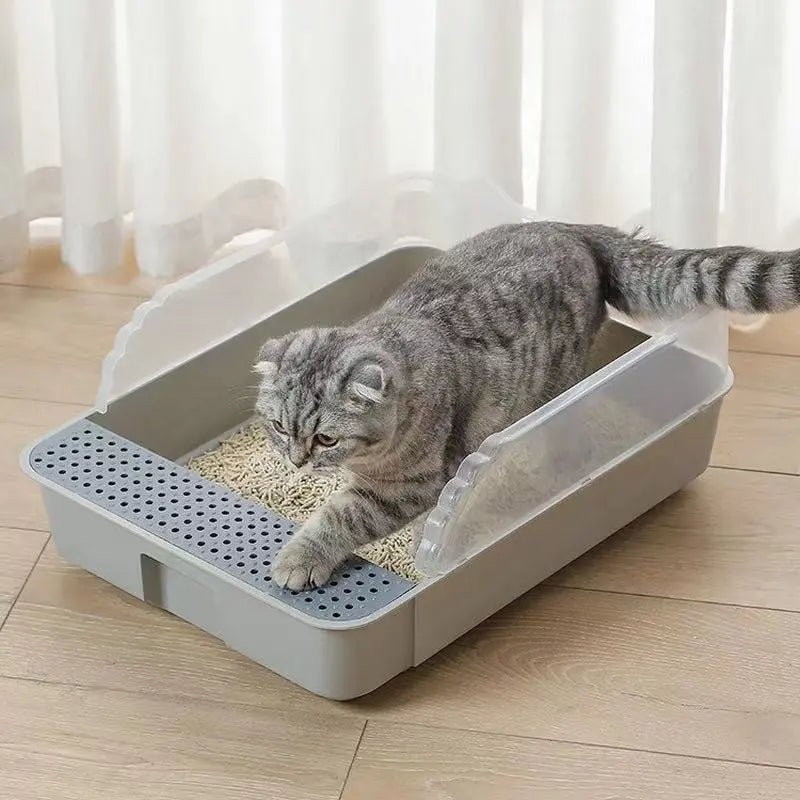 Bac ouvert pour chat avec barrière anti-litière