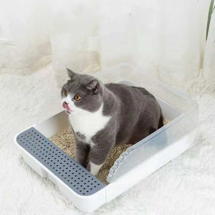 Bac ouvert pour chat avec barrière anti-litière