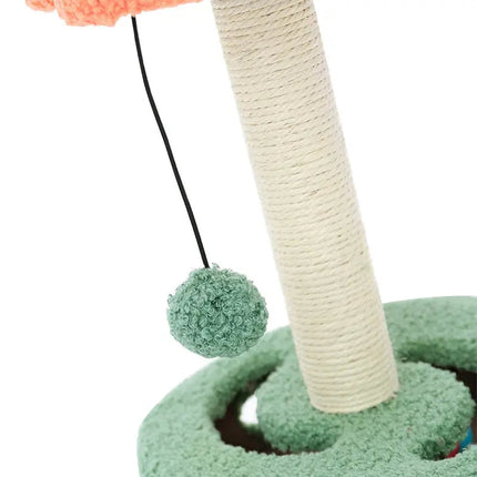 Arbre à Chat Fantaisiste avec Forme Fleur et Pompons Ludiques