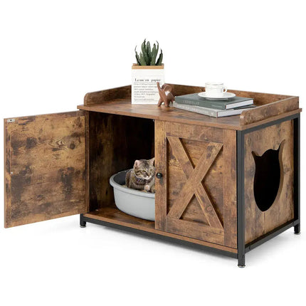Buffet Rustique avec Espace Intégré pour Chats