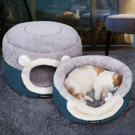 Ensemble Douillet 2-en-1 pour Animaux - Nid Abrité et Panier Moelleux
