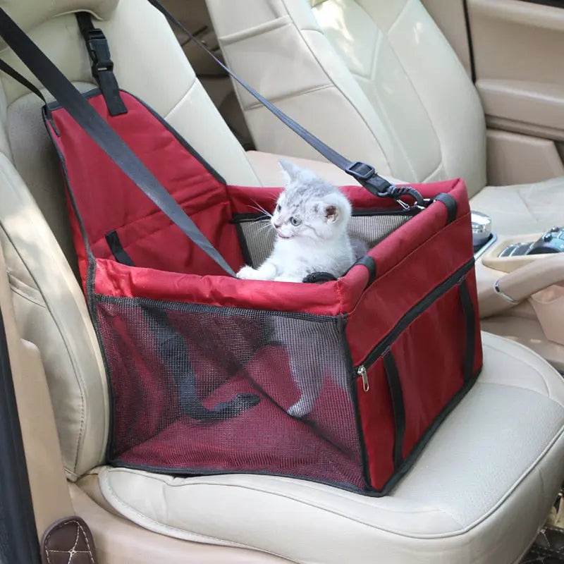 Panier de Transport Aéré Rouge pour Animaux en Voiture
