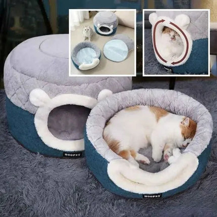 Ensemble Douillet 2-en-1 pour Animaux - Nid Abrité et Panier Moelleux