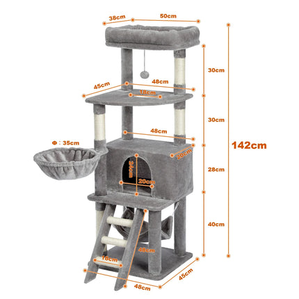Arbre à Chat Multi-Niveaux avec Niches et Hamacs Suspendus